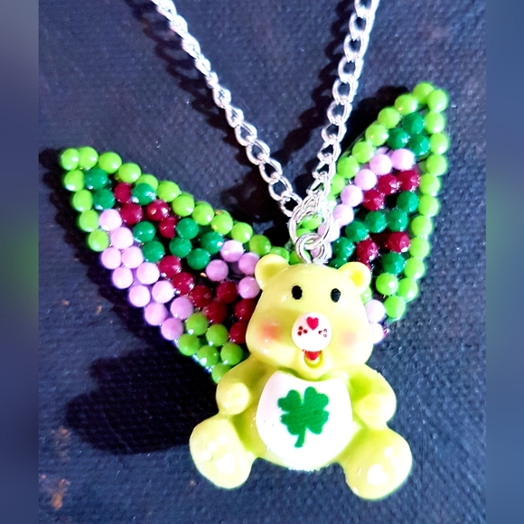 The Lucky Ones Green Bear Necklace Fairy Beary Collection Beaded Handmade (L) - Picture 5 of 15
